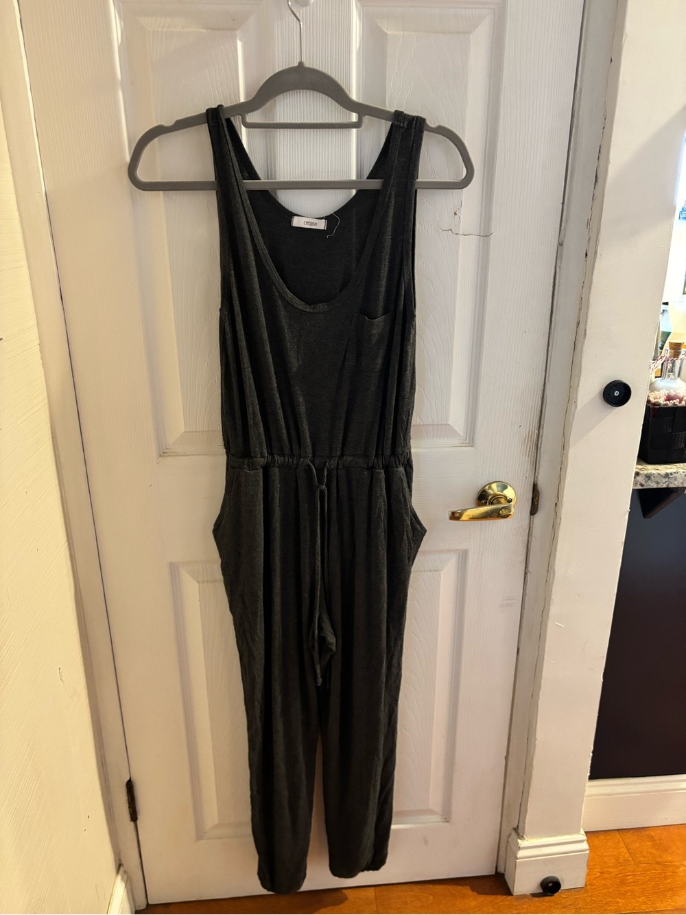 Cherish Black Sleeveless Straight Leg Jumpsuit with Drawstring